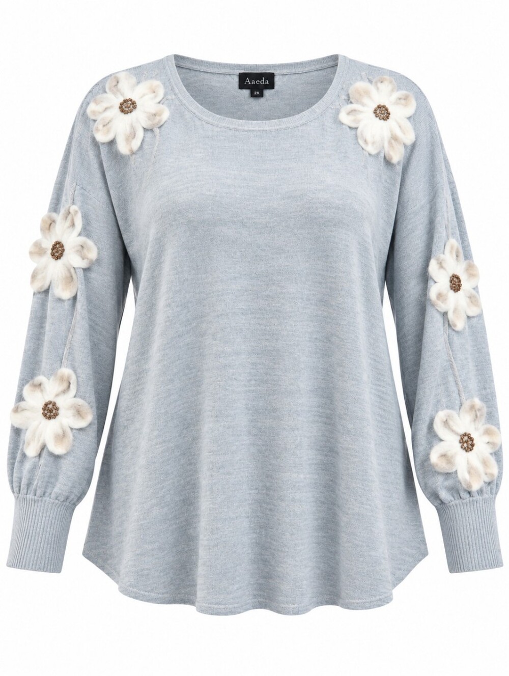 Light Gray Floral-Applique Women's Sweater